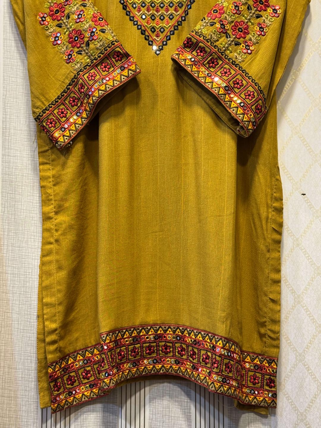 Mustard & Black Printed Suit - Image 2