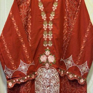 Rust/Red Embroidered Kurta