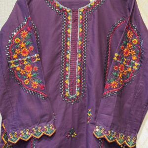 Regal Purple Mirror-Work Kurta
