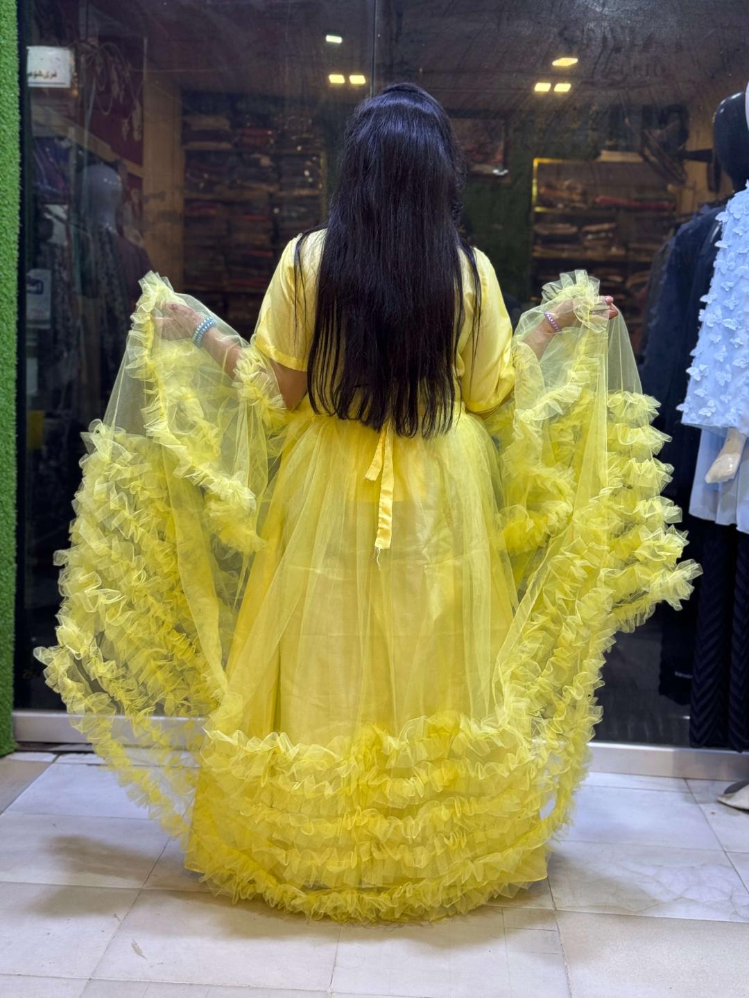 Bright Yellow Floral Frock - Image 3