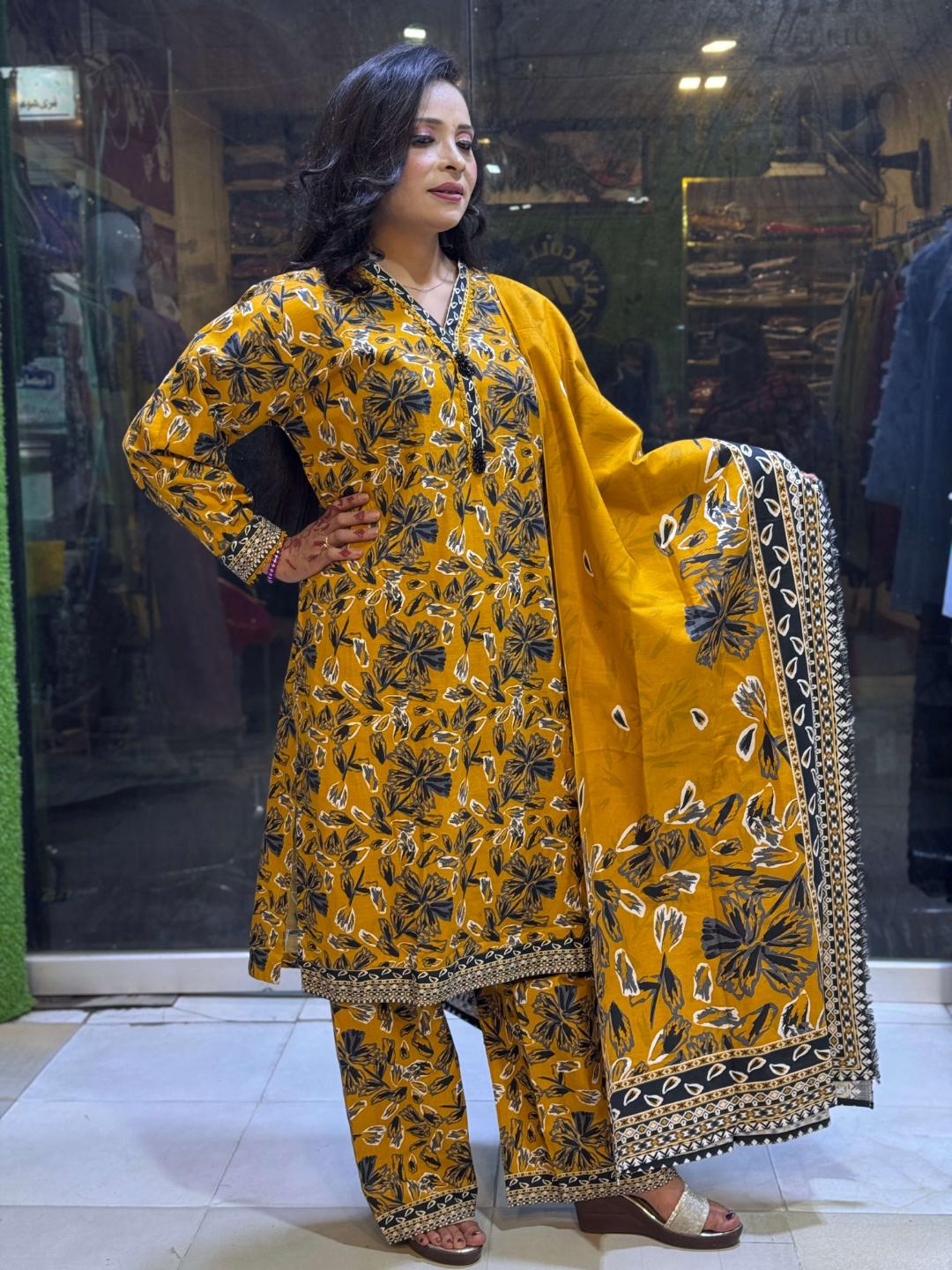 Olive/Mustard -Work Kurta